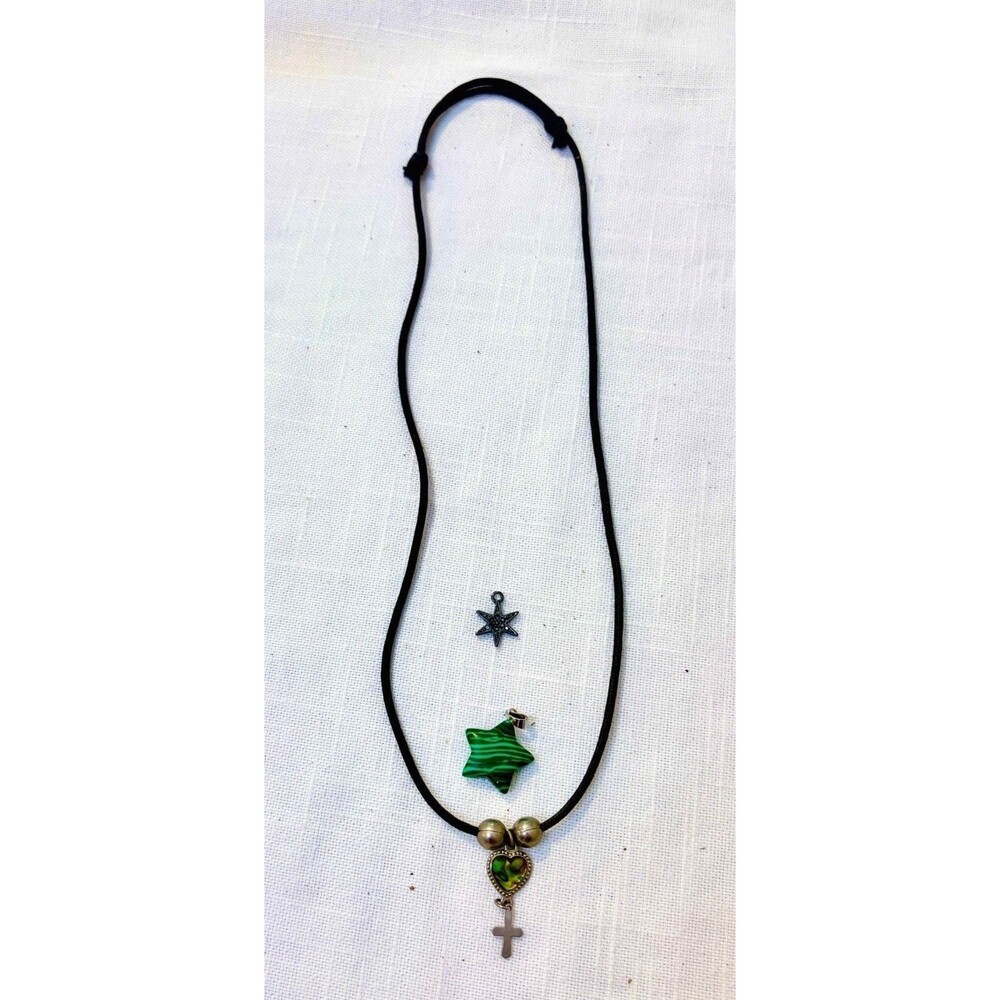 Necklace Lot 1 Necklace, Two Pendants Small Green / Silver